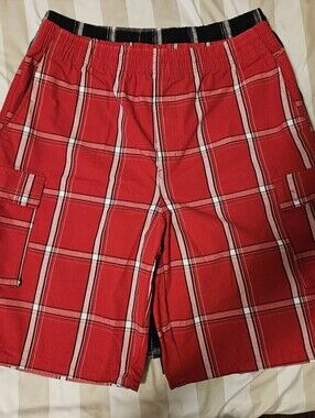 3 Pairs of NEW Shakawear Plaid Shorts - Black, Navy And Red